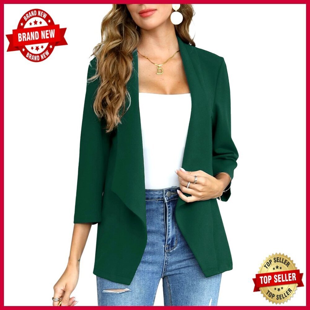 Long Sleeve Open Front Blazer, Business Casual Jacket, Lightweight Polyester